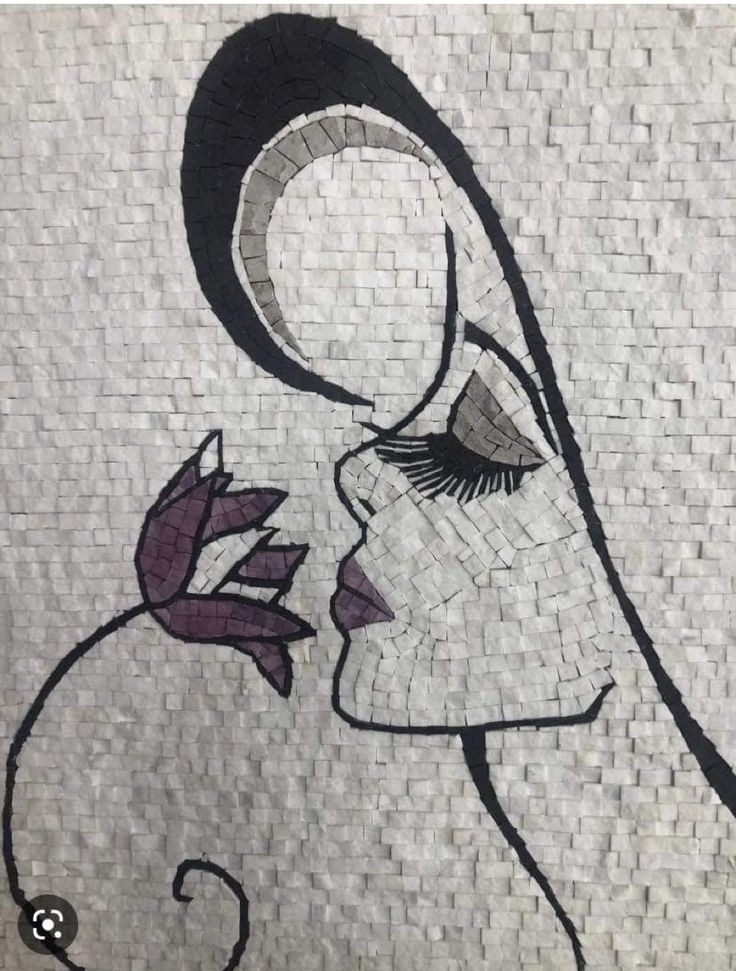 The lady mosaic panel made of natural marble stone mosaic mixed