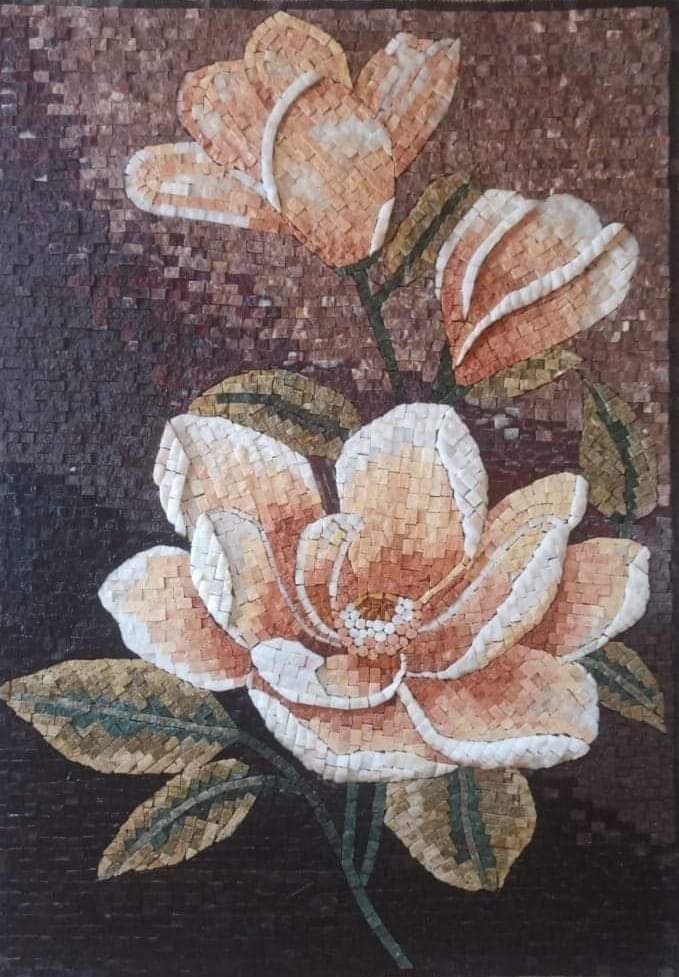 Ojoon rose mosaic panel made of natural mosaic marble